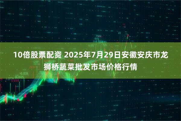 10倍股票配资 2025年7月29日安徽安庆市龙狮桥蔬菜批发市场价格行情